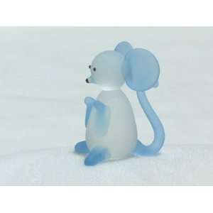  Collectibles Crystal Figurines Opaquel Light Blue Mouse 