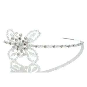 Asymmetric Bridal Wedding Butterfly Crystal Beads Pearl Prom Headband 