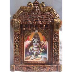  Hindu Lord God Shiva with shivling poster painting in wood 
