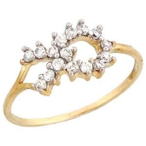   10k Yellow Gold Unique Shape Round Cut White CZ Ladies Ring Jewelry