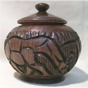 Authentic African Mahogany Giraffe Design Trinket Bowl 