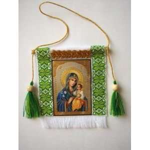 VIRGIN MARY UNFADING EVERLASTING BLOSSOM Orthodox Icon (Embroidery 