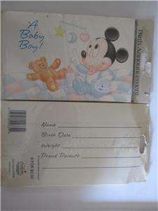 Baby Mickey * Disney * Birth Announcements * 8 w/envel.  