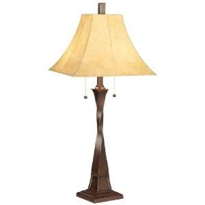  Deep Bronze Finish and Faux Leather Tall Buffet Table Lamp 