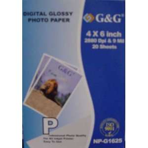  G&G 4 x 6 Digital Glossy Photo Paper (20 Sheets): Office 