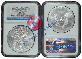 2011 S 25th Anniversary Set American Silver Eagle NGC MS70 MS 70 Early 