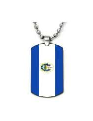 El Salvador Flag Color Dogtag Pendant Necklace w/Chain and Giftbox
