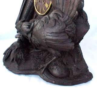 Vintage Black Forest Clock Ornately Carved Console Set  
