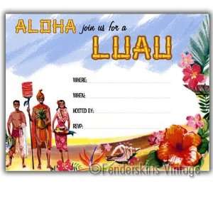  Retro 50s Hawaiian Luau Party Invitations: Health 
