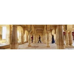  Four People Walking in a Fort, Amber Fort, Jaipur, Rajasthan, India 