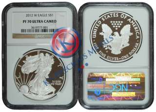 2012 W $1 Proof American Silver Eagle NGC PF70 Ultra Cameo Brown Label
