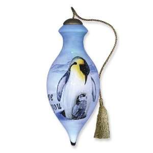  Love You Penguins Hand painted 4in Ornament: Jewelry