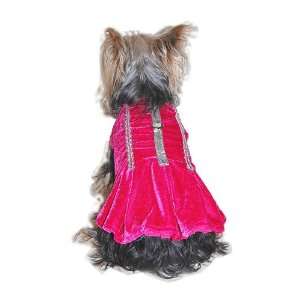  Velvet Pet Harness Dress Extra Small Pink: Pet Supplies