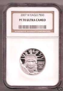 2007 W NGC PR70UCAM $50 EAGLE PLATINUM LIBERTY COIN  