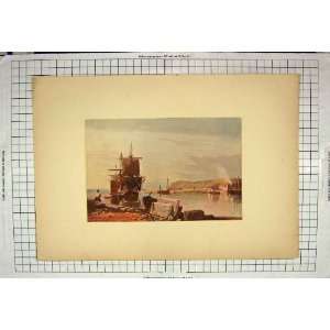    C1910 Watercolour Ships River Exe Samuel Prout