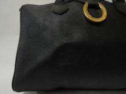 Vintage Auth Christian Dior Black Monogram Leather Canvas Doctor Hand 