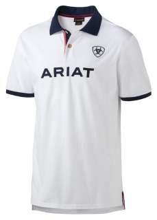Ariat English Shirt Mens Team Logo Polo Large White S/S 10008841 