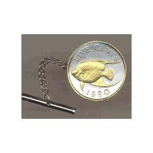  Bermuda 5 Cent Angel Fish Two Tone Gold on Silver World 