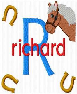   set of horse alphabet monogram font embroidery machine designs on cd