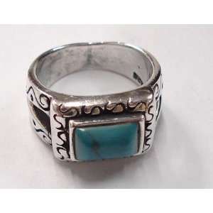  Embedded Turquoise Silver Ring (Size 6) 