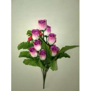  Purple silk rose buds bouquet