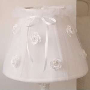  White Tulle Lamp Shade with Roses