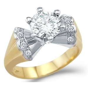  Size  13   Solid 14k Two Tone Gold Engagement Wedding Solitaire 