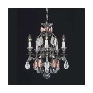   Crystal 5 Light Mini Chandelier in Jet Black with Aqua & Clear crystal