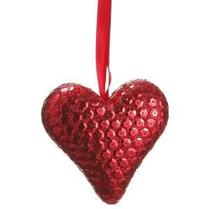  4 Sequin Heart Ornament Red (Pack of 24): Home & Kitchen