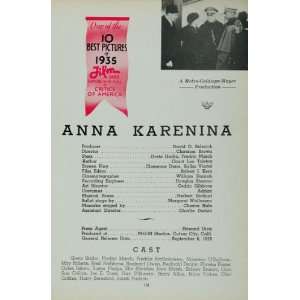  1936 Ad Anna Karenina Greta Garbo 1935 Movie MGM Film 