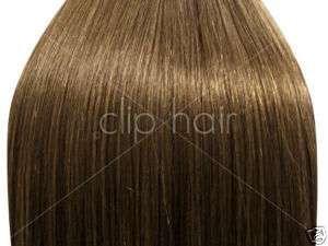 24 DELUXE CLIP IN HUMAN HAIR EXTENSIONS, ASH BROWN # 9  
