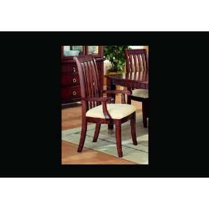   Cherry Finish Wood Arm Dining Chair Set of Two Chairs: Home & Kitchen