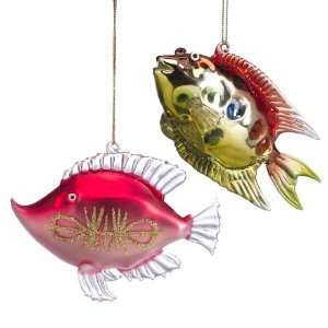  Tropical Hand Blown Glass Fish Set of 2: Home & Kitchen