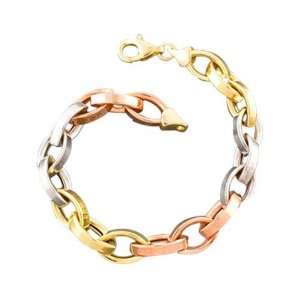    14K Tri Color Gold Oval Link Bracelet   7.25 Katarina: Jewelry