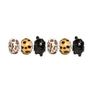  Cousin Trinkettes Glass & Metal & Clay Beads 6/Pkg Leopard 