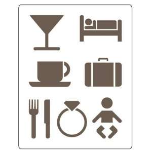   : Martini Glass, Coffee Cup, Suitcase Icons Stencil: Home Improvement
