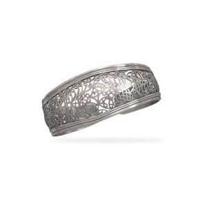  Oxidized Sterling Silver Ornate Cuff Bracelet: Jewelry