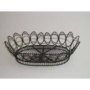  Oval Wrought Iron Wire Fruit Basket   Black: Home 