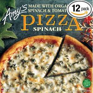 Amys Spinach Pizza, Non GMO, Organic, 7.2 Ounce Boxes (Pack of 12 
