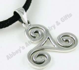 Sterling Silver Celtic Triskele Knot Necklace 20 Cord  
