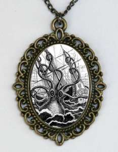Octopus attacking Ship necklace DIY STEAMPUNK gothic  
