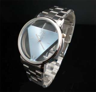 Brand Glass Dial Stainless Steel Men Lady Wrist Watch  