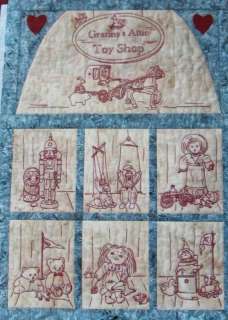 Grannys Attic Toy Shop Redwork Quilt Pattern  