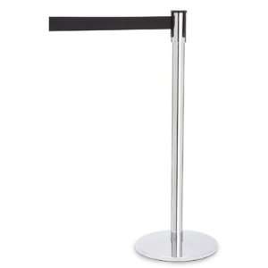  Chrome Crowd Control Barrier Post with Black Retractable 