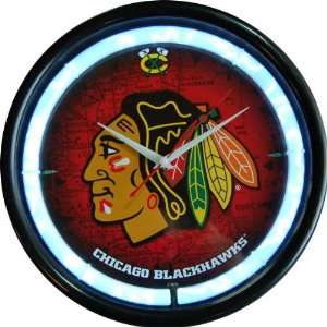  Chicago Blackhawks Plasma Neon Clock: Sports & Outdoors