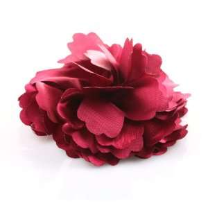  Burgundy Peony Fabric Flower Pin Brooch Hair Clip: Jewelry