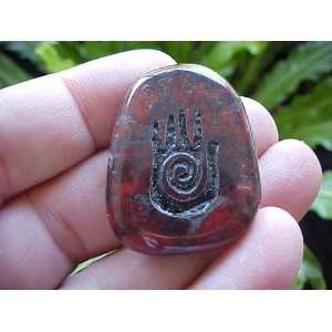  A0622 Gemqz Hopi Hand Engraved in Poppy Jasper Flat Stone 
