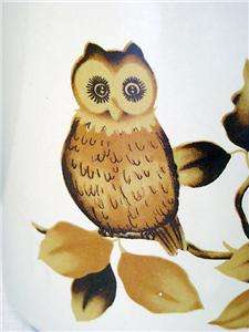 Vintage Ceramic Retro Owl Bird On Tree Leaf Coffee Mug  