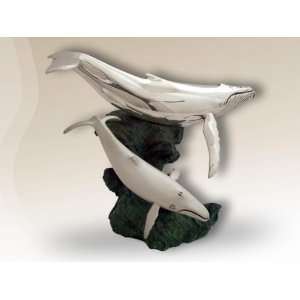  Whale Pair Silver Plated Sculpture: Home & Kitchen