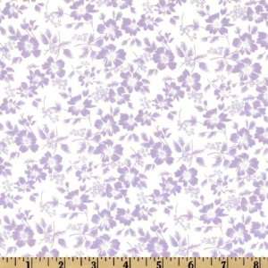  44 Wide Positively Pastel Blooms Violet/White Fabric By 